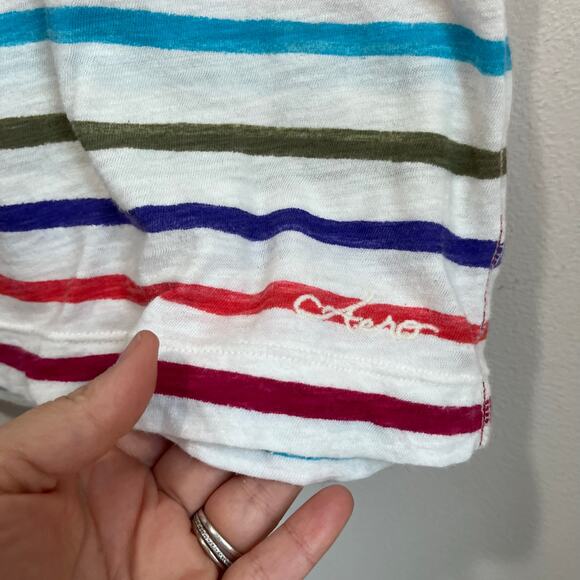 Aeropostale Striped Scoop Neck Tee L Y2K Retro Colors Soft Stretch Casual Top - Picture 3 of 7